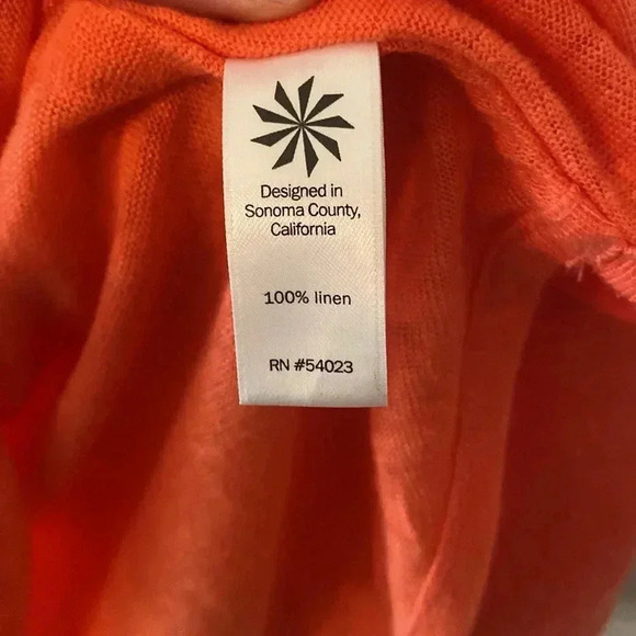 ATHLETA Linen Newport Henley Tunic Coral Orange SM - Picture 4 of 7